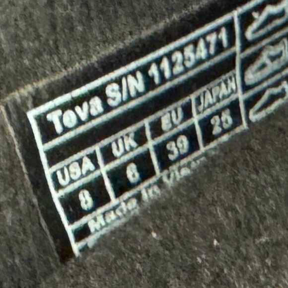 TEVA Shoes "ReEmber" Slip-on, Sz Women's 8, Black, Tan sole, White & Gold trim - Picture 5 of 5